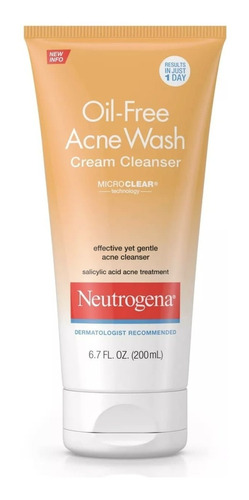 Imagen 1 de 2 de Limpiador En Crema Neutrogena Oil-free Acne Face Wash