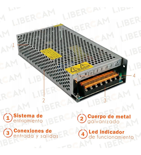 Imagen 6 de 10 de Fuente Switching 12v 10a Regulada Proteccion Tira Led Cctv