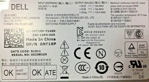 Fuente De Poder Dell Optiplex 9020 Sff 7020 3020 Sff 0nt1xp (Usado)