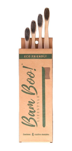 Imagen 1 de 5 de 4 Pack Cepillo Dental Biodegradable Bamboo Carbon Activado