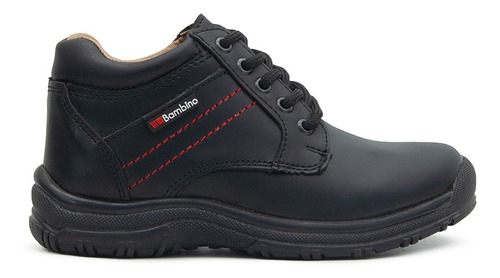 Zapato Bota Niño Escolar Bambino Negro Antiderrapante 18-21