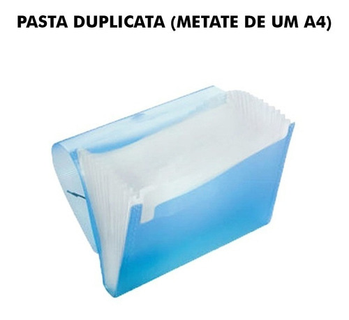 Pasta Duplicata Sanfonada 1/2 Ofício C/12 Divisórias Cor Azul