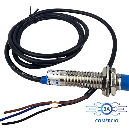 Sensor Indutivo M12 4mm 3 Fios 24v Na Npn Ou Pnp Lj12a3-4-z