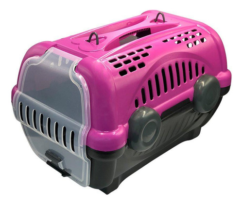 Caixa De Transporte De Pet Rosa Com Preto N2 Trava Segurança