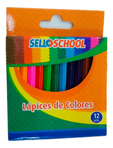 Caja De 12 Lápices De Colores Pequeños Sello School
