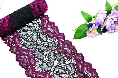 Rollo De Encaje Bicolor Floral De Alta Calidad 7014 Vino