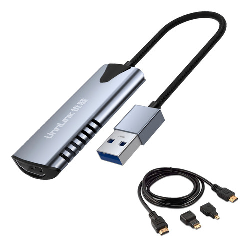 Capturador De Video Usb 3.0 Hdmi 1080p 60hz Capture Aluminio