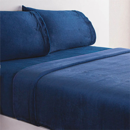 Juego De Sábanas Invernales King Size Azul Marino Concord Calientitas