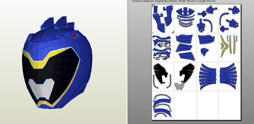 Planos Casco Power Ranger Blue Dino Charge