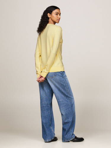 Sweater Solid Con Cuello En V Amarillo Tommy Hilfiger