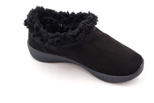 Zapato Con Borrega Peluche Mujer Negro 22 Al 26