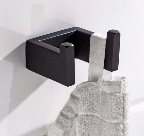 Imagem 5 de 8 de Kit Banheiro Preto Fosco Porta Tolhas Papeleira 4 Peças Inox