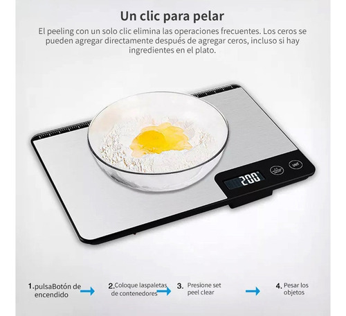 Báscula De Cocina Digital Acero Inoxidable Recargable 15kg