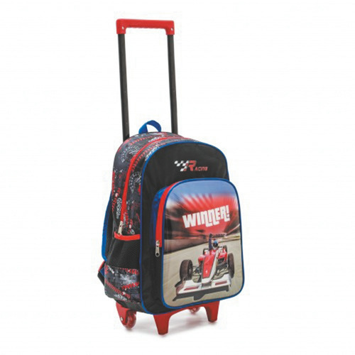 Mochila Escolar Con Carrito Auto De Carrera Multicolor