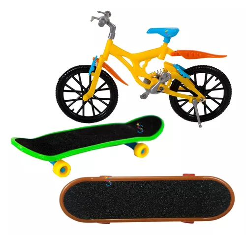 Kit Brinquedo Skate Bicicleta De Dedo C/ Rampa Acessórios