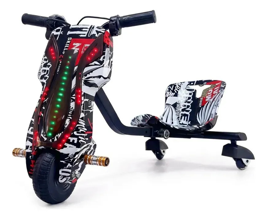 Triciclo Elétrico Drift Infantil 36v 250w Motor Brushless Bluetooth Luz Led Com Capacete E Joelheira Presente Para Menino E Menina Pirata