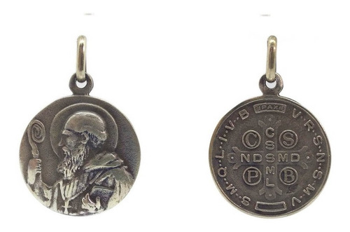 Medalla Doble Faz San Benito - Plata 925 - 22mm + Cadena