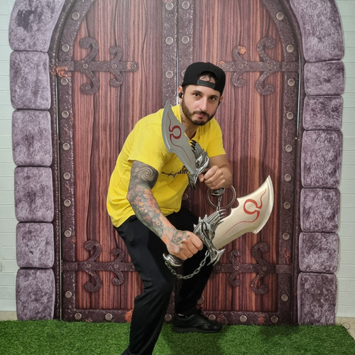 Par De Lâminas Do Caos Em Aço Kratos God Of War Com Corrente