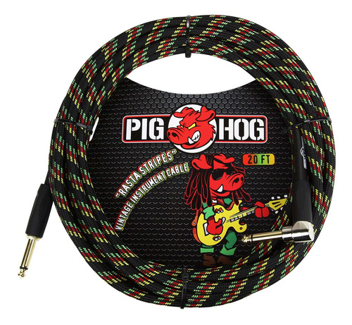 Pig Hog Pch20rar Cable De Instrumento De Guitarra De Ángulo 
