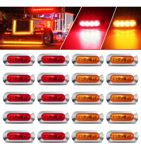 Alfu 20 Luces Indicadoras Laterales Led De 10 Ambar+10 Rojo