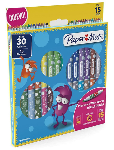 Marcadores Paper Mate X15 Unid Doble Punta 30 Colores Fibra 
