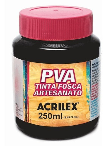 Pva Tinta Fosca - Preto - 520 - Acrilex - 250 Ml