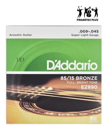 Imagen 1 de 3 de Encordado Guitarra Electroacustica Daddario Ez890 09-45 