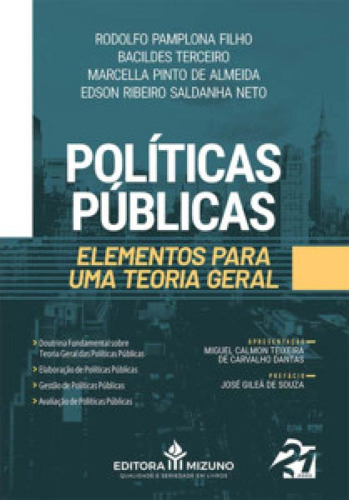 Políticas Públicas: Elementos Para Uma Teoria Gerala, De Neto Saldanha. Editorial Jh Mizuno, Tapa Mole En Português