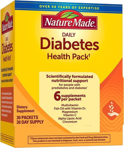 Suplemento Diario Para Diabetes Nature Made 30 Paquetes