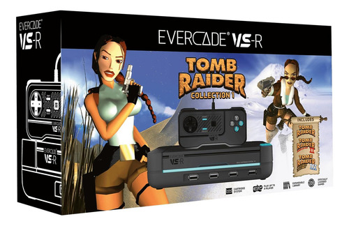 Evercade Vs-r Retro Gaming Console W/ Tomb Raider 1, 2 E 3 Cor Cinza