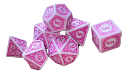 7 Peças De Dados De Jogo, Dados Poliédricos Rosa