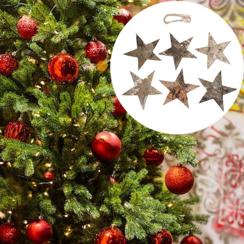 6 Adornos Colgantes Navideños De Madera, Adornos
