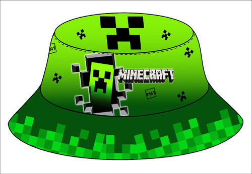 Gorro Pescador Reversibles Minecraft Creeper Niños Y Adultos