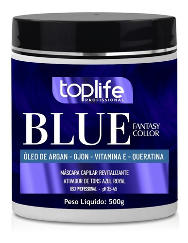 Máscara Tonalizante Blue 500gr Toplife Pronta