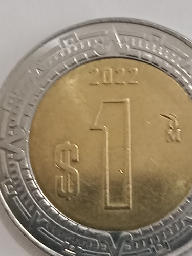 1 Moneda De $1.00 Año 2022 Bimetálica C/ Errexceso De Metal 