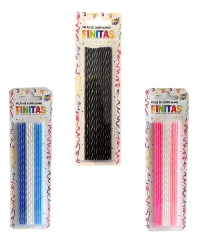 Velas De Cumpleaños Finitas Altas 17 Cm. Pack X 24u Cotillon