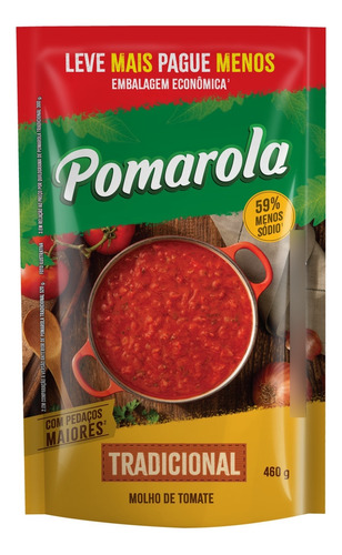 Molho de Tomate Tradicional Pomarola sem glúten em sachê 460 g