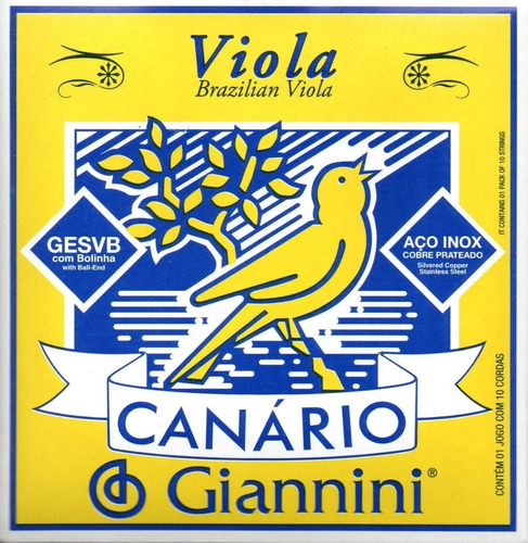 Imagem 1 de 2 de Encordoamento De Viola Canario Giannini Aço Com Bolinha