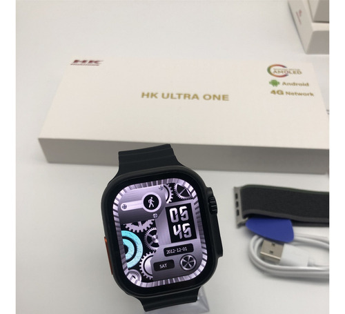 Smartwatch Hk Ultra One 4g 2gb-32gb Playstore/whatsapp/tikto Caixa Prateado Pulseira Branco/ Rajada Bisel Prateado Desenho Da Pulseira Ocean/nylon