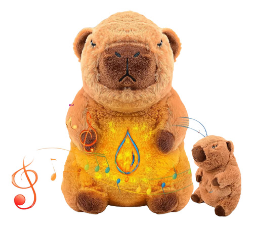 Capibara Que Respira Peluche De Apego Antiestres Para Dormir Marrón 30cm