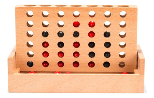 Juego De Mesa 4 En Fila Tablero Madera Estrategia 4 In A Row