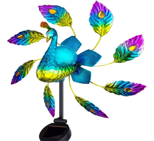Lámpara De Molino De Viento Tipo Pavo Real Con Energía Solar