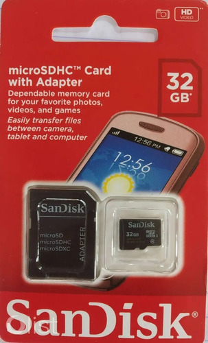 Cartão De Memória Sandisk Sdsdqm-032g-b35a Com Adaptador Sd 