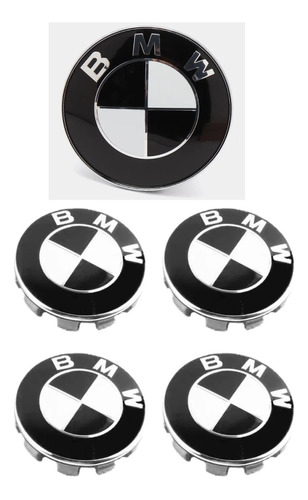 Set 4 Tapas Centros De Llantas 68mm + Emblema 82mm- Bmw