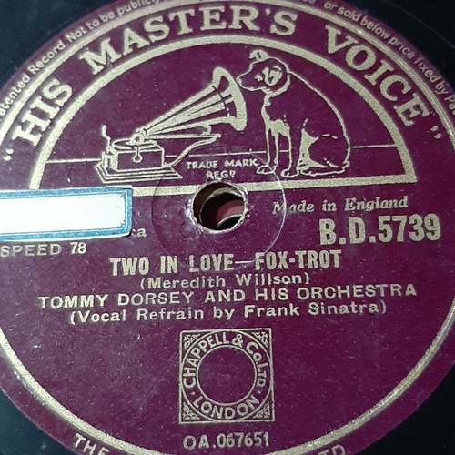 Pasta Tommy Dorsey Frank Sinatra His Master Voice C233