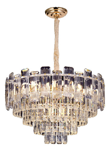 Lustre Pendente Cristal K9 Redondo Dourado Sindora 55x36cm 110v/220v