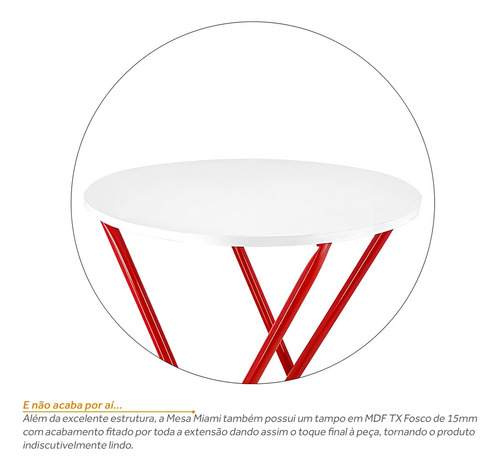 Mesa Bistrô Dobrável Alta De Bar Miami Tampo 60cm Vermelha Cor Vermelho/branco