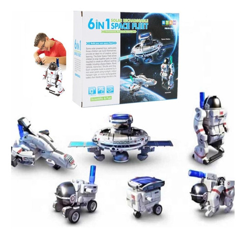 Kit Robo Solar 6 Em 1 Brinquedo Estacao Espacial Astronauta