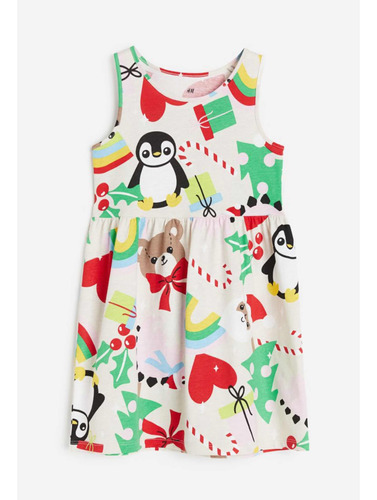 Vestido Con Motivos Navidad Para Niñas Marca H&m Talla 8/10