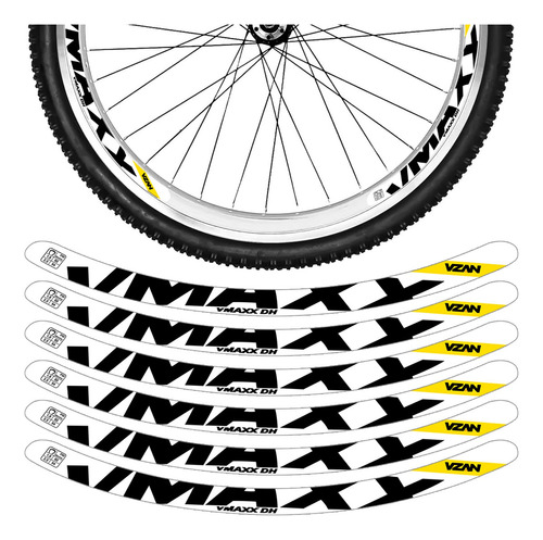 Kit 12 Adesivos Bike Roda Aro 24 26 29 Vbrake Vmaxx Branco